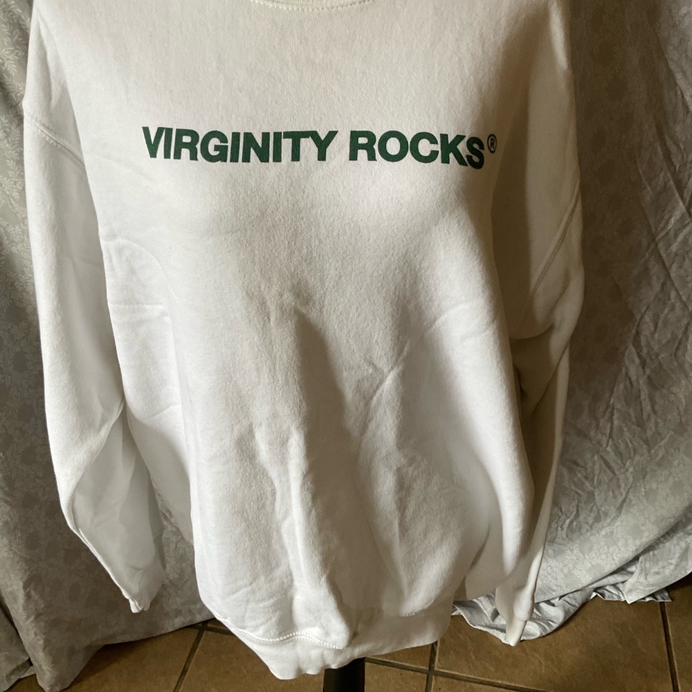 Virginity Rocks® White Crewneck Sweatshirt - Picture 2 of 6